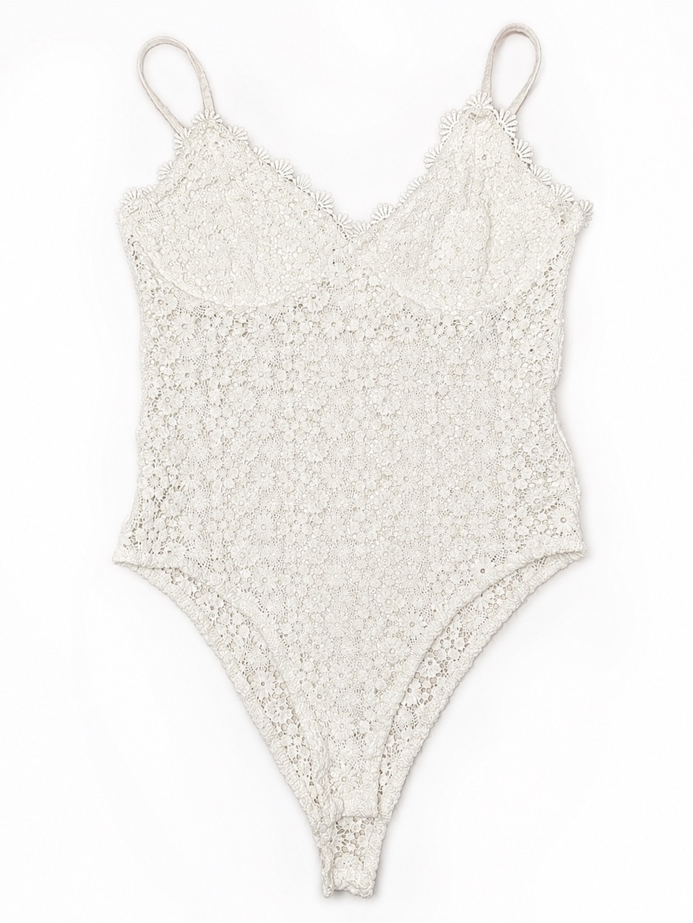 H&M Ivory Floral Lace Bodysuit